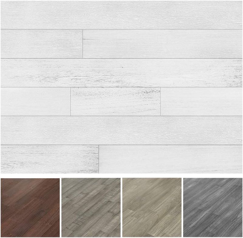 Photo 1 of Art3d Peel and Stick Reclaimed Barn Wood Planks for Wall, White-Washed (16 Sq Ft)
