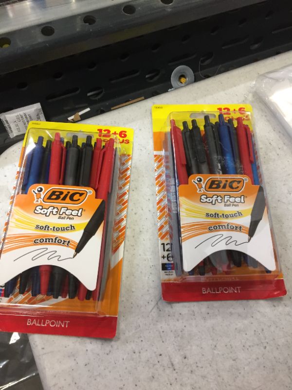 Photo 2 of 2 packs pf Bic Soft Feel Retractable Multi Color 18 Pack Ballpoint Pens 1.0mm Medium Point
