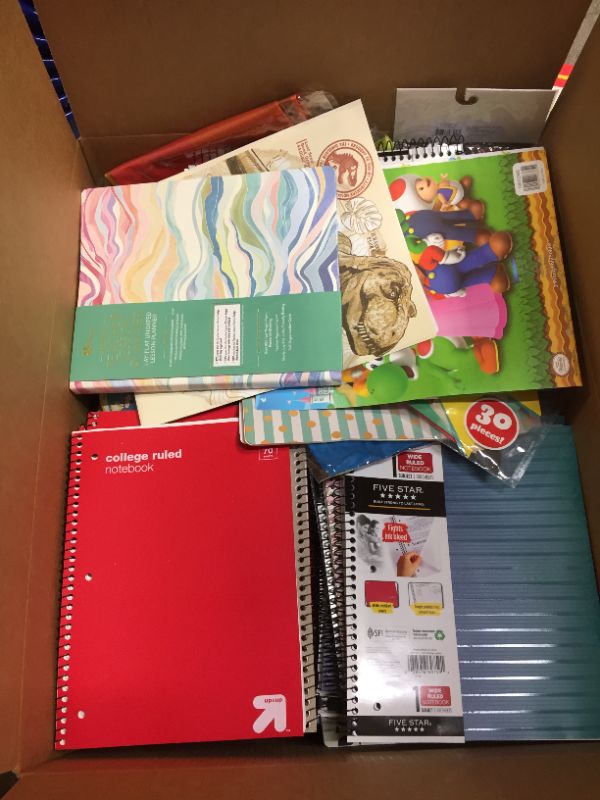 Photo 1 of 12x18in box filled with  misc school supplies 