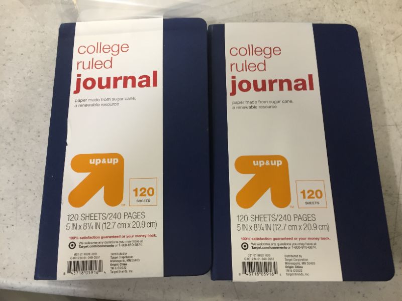 Photo 2 of 2 pack College Ruled Journal Navy Blue - up & up
