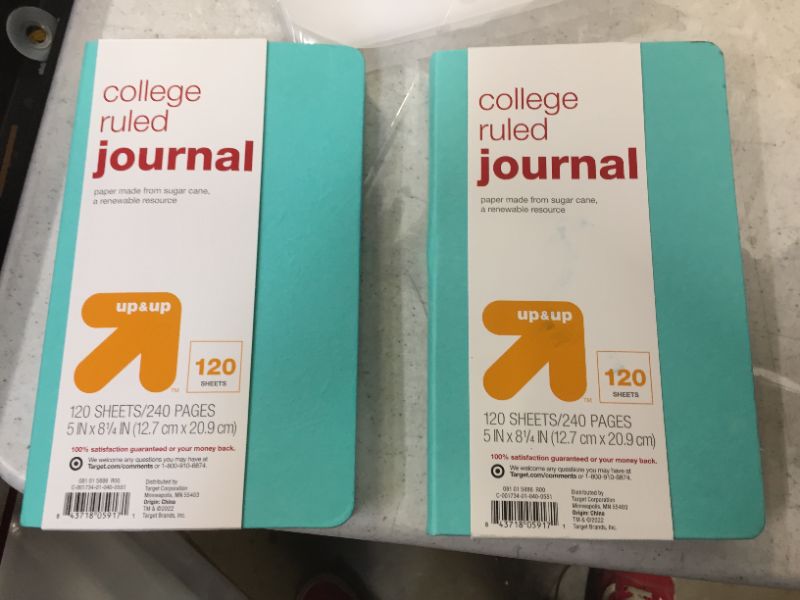 Photo 2 of 2 pack College Ruled Journal Turquoise Blue - up & up
