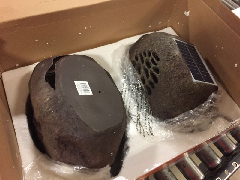 Photo 1 of Alpine Corporation Weather-Resistant Bluetooth Solar-Powered Outdoor Wireless Rock Speaker – Set of 2