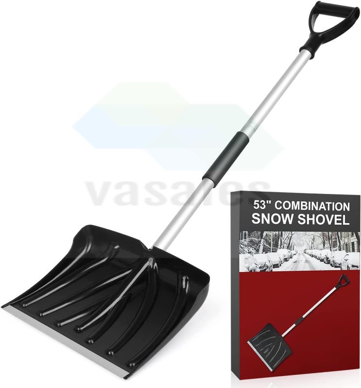 Photo 1 of 18-Inch Snow Shovel with D-Grip Handle and Durable Aluminum Edge Blade.
