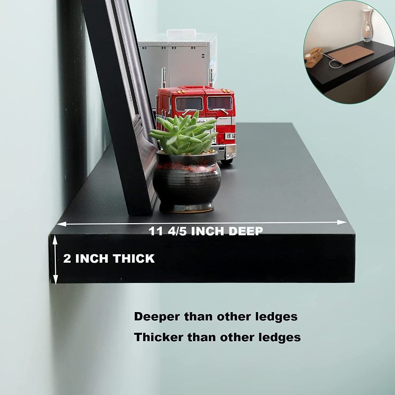 Photo 1 of 24 Inches Length Floating Shelf,Wall Mounted Shelves Set 24(Lenth) x12(Wide) for Bathroom Kitchen Living,Kitchen,Room Bedroom Storage,Espresso