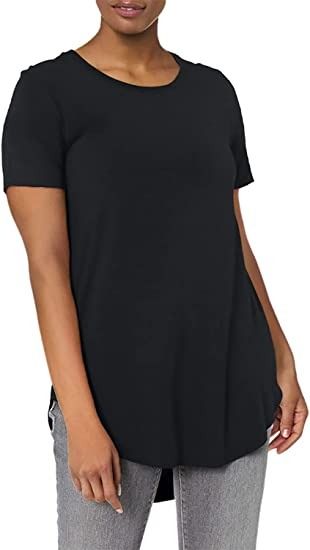 Photo 1 of Daily Ritual Women's Jersey Standard-Fit Short-Sleeve Open Crewneck Tunic Rayon Blend - XXL