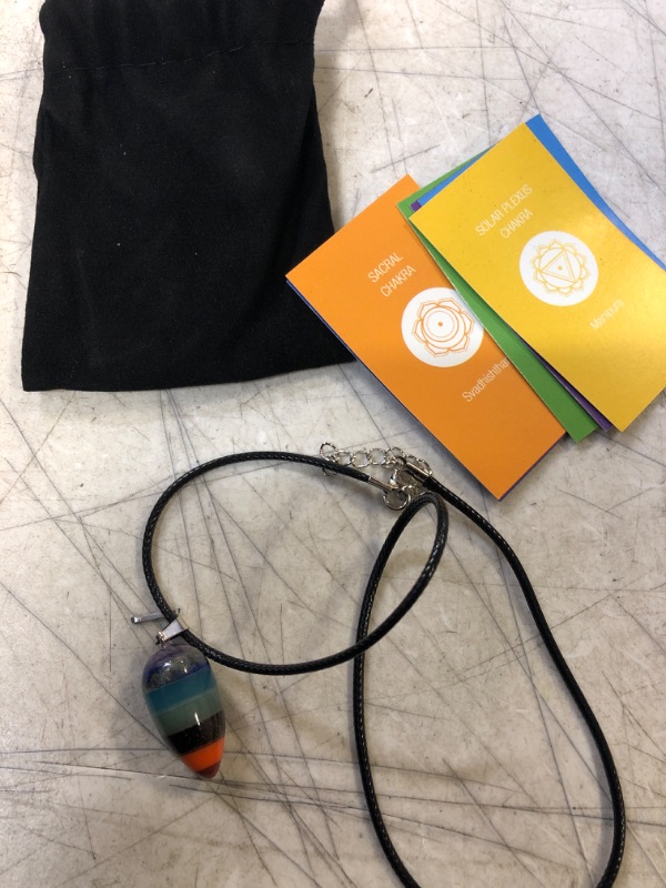 Photo 2 of 7 Chakra Healing Crystal Necklace, Energy Gemstone Pendant Divination Pendulum for Women Girls (Cone Shape)