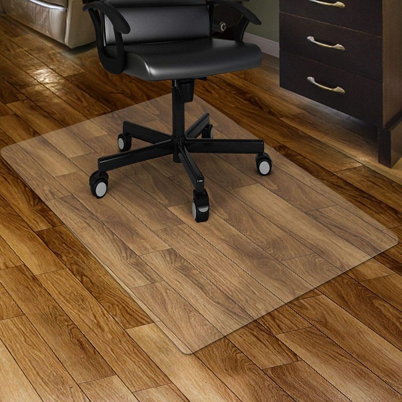 Photo 1 of Kuyal Clear Chair mat for Hardwood Floor 44 x 58 inches Transparent Floor Mats Wood/Tile Protection Mat for Office & Home (44" X 58" Rectangle)
