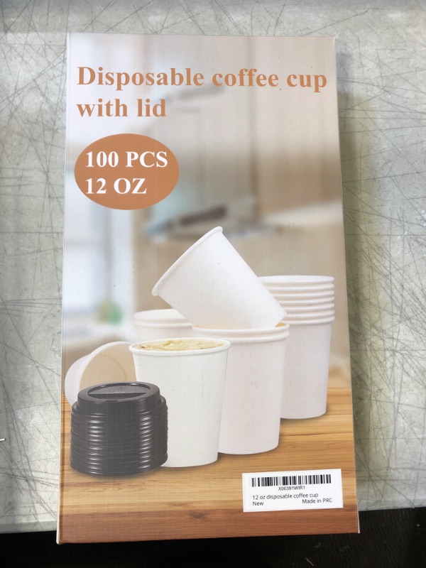 Photo 2 of (Pack of 100) Choi 12oz Disposable Coffee Cup with Lid for Hot and Cold Drinks, White Cup. hot cup. Paper coffee cup.