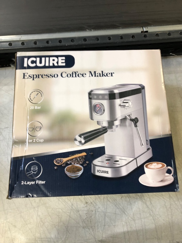 Photo 1 of ICUIRE Espresso Machine, 20 Bar Compact Espresso Coffee Machine with Milk Frother, Digital Touch Panel, 37 Oz Removable Water Tank for Espresso Make
