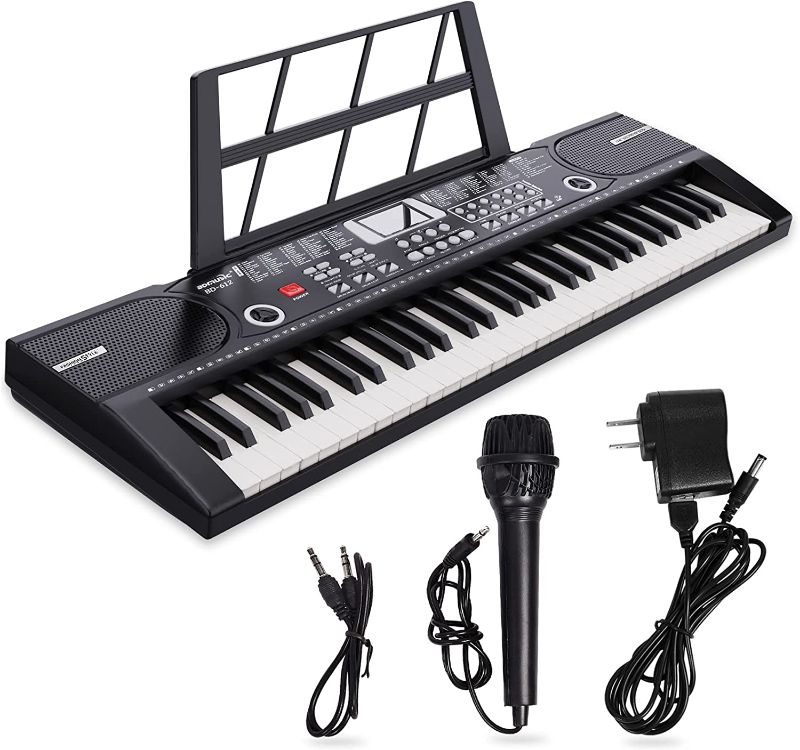 Photo 1 of 61 Keys Keyboard Piano, Camide Electronic Digital Piano with Built-In Speaker Microphone, Sheet Stand and Power Supply, Portable Keyboard Gift Teaching for Beginners
