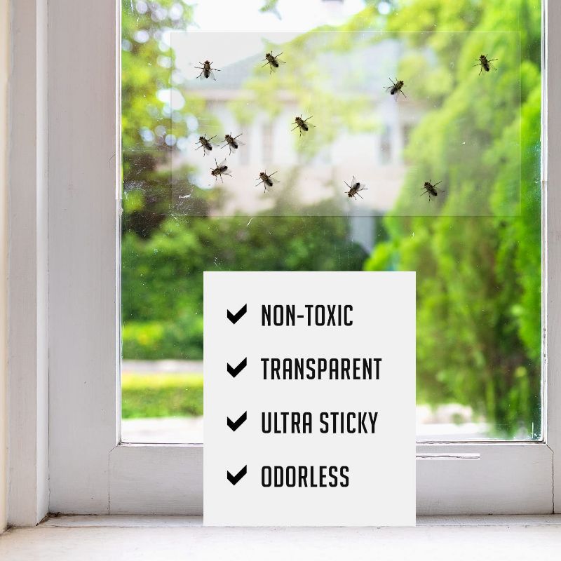 Photo 1 of 60pads ALLRoad Window Fly Trap Clear Fly Trap for Indoor Fly Paper House Fly Sticky Strips Non-Toxic Bug Trap 60 Traps