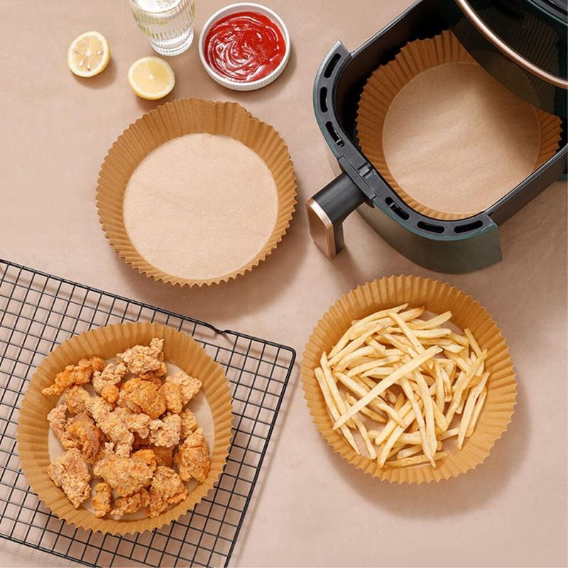 Photo 1 of 50 PCS Air Fryer Disposable Paper Liner, Round Air Fryer Paper Liners 