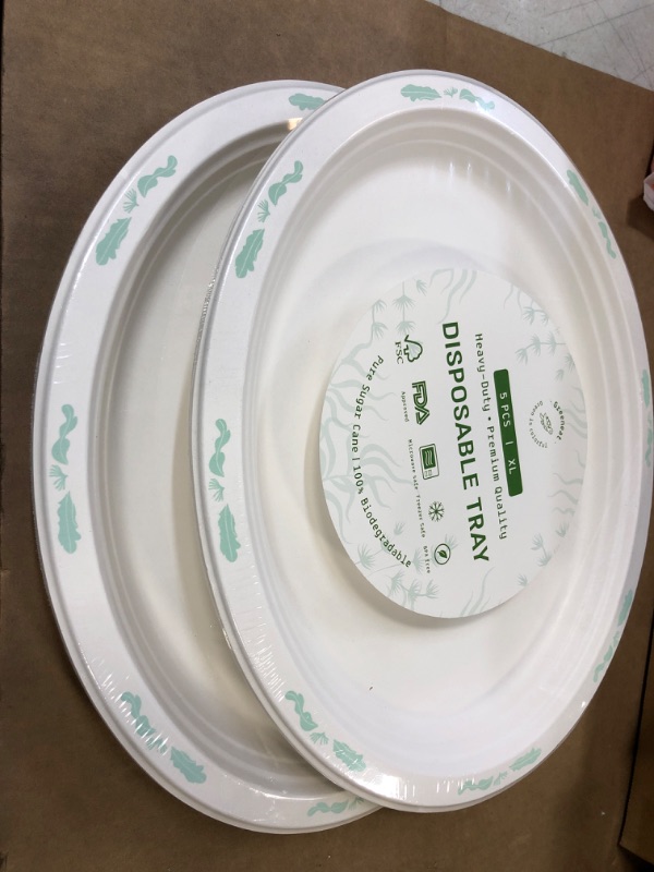 Photo 2 of 10pcs ----Greeneat Disposable Eco-Friendly Compostable Plates Set For Birthdays Events Party, Sturdy & Heavy Duty (XL)