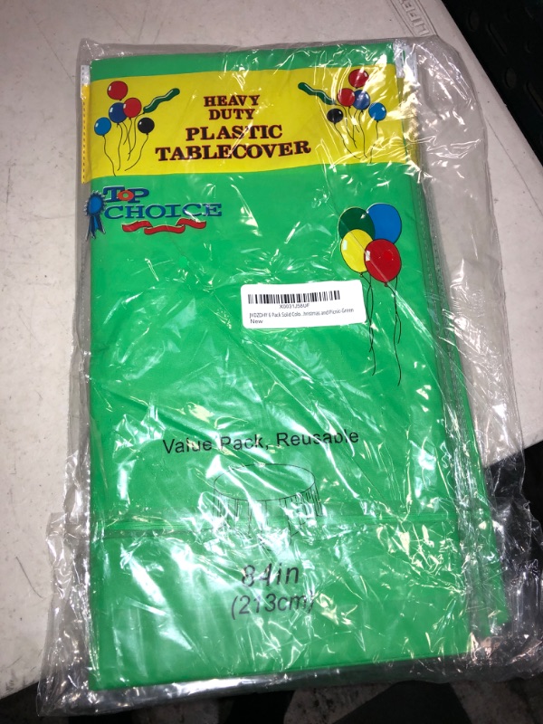 Photo 1 of  Lime Green 6 Pack Premium Disposable Plastic Tablecloth 84" Inch Round Table Cover