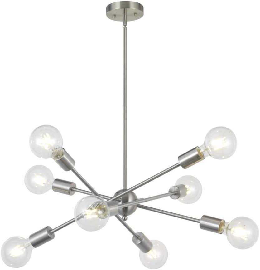 Photo 1 of 8 Lights Modern Sputnik Chandelier Lighting with Adjustable Arms Mid Century Pendant Light Vintage Industrial Ceiling Light Fixture Brushed Nickel by BONLICHT
