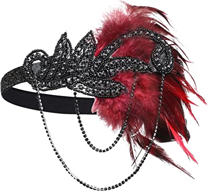 Photo 1 of BABEYOND 1920s Flapper Headband Roaring 20s Great Gatsby Feather Headpiece
