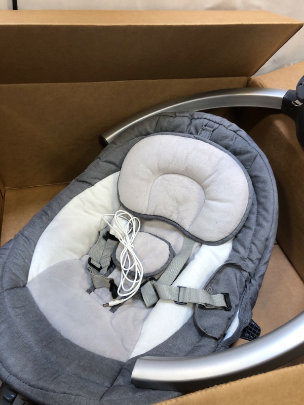 Photo 2 of Baby Swings for Infants, 5 Speed Bluetooth Baby Bouncer with 3 Seat Positions & Built-in 12 Music & 3 Timer Settings & 5-Point Harness & Remote Control, Touch Screen Chair for 5-20 lb, 0-9 Months Gray (scratches) UNABLE TO TEST