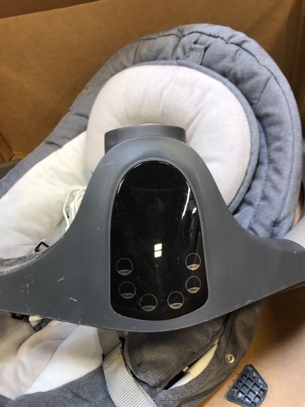 Photo 4 of Baby Swings for Infants, 5 Speed Bluetooth Baby Bouncer with 3 Seat Positions & Built-in 12 Music & 3 Timer Settings & 5-Point Harness & Remote Control, Touch Screen Chair for 5-20 lb, 0-9 Months Gray (scratches) UNABLE TO TEST