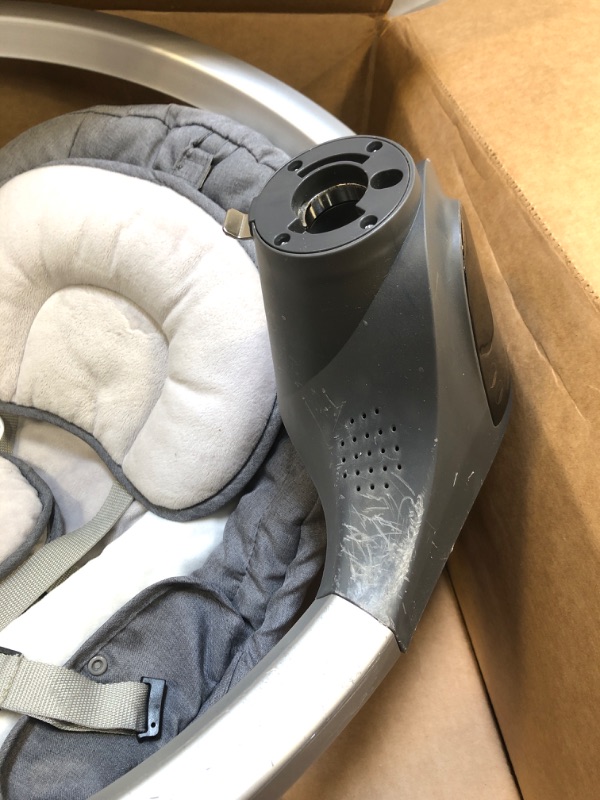 Photo 3 of Baby Swings for Infants, 5 Speed Bluetooth Baby Bouncer with 3 Seat Positions & Built-in 12 Music & 3 Timer Settings & 5-Point Harness & Remote Control, Touch Screen Chair for 5-20 lb, 0-9 Months Gray (scratches) UNABLE TO TEST