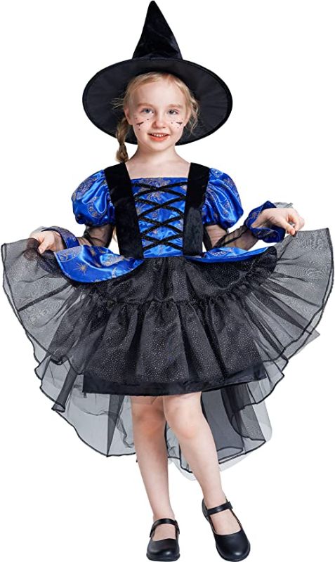 Photo 1 of Girls Witch Costume, Kids Spider Fancy Dress Up, Halloween Spiderella Outfit