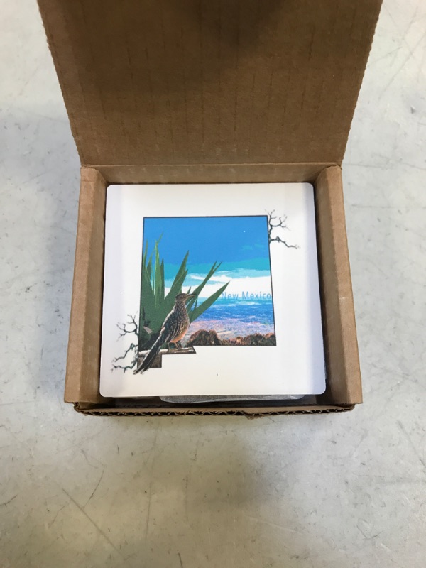 Photo 2 of 4 Absorbent Ceramic Drink Coasters with Cork Back, Artist Designed, 4” Square Coaster Set, Protects Tabletop, Great Housewarming Gift (New Mexico Set)
