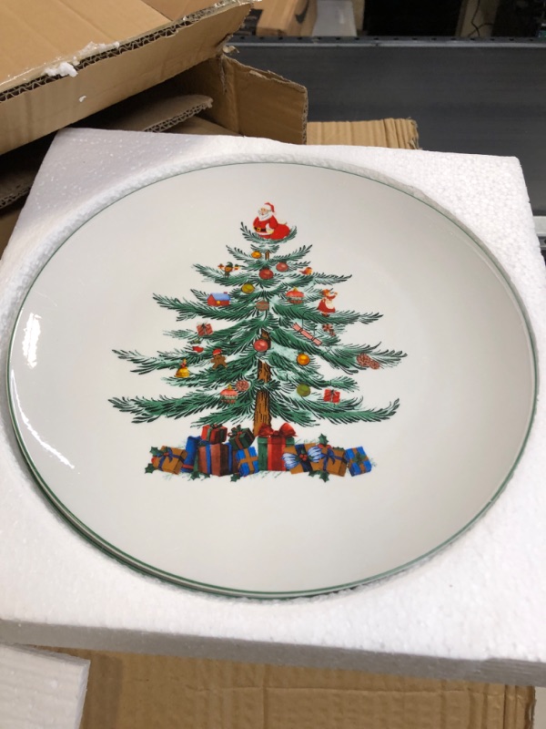 Photo 2 of 16 Piece Christmas Dishes Dinnerware sets, Christmas Tree Ceramic Dinnerware Set with Green Trim, Christmas Porcelain Dinnerware Set, Set for 4 for Christmas Xmas