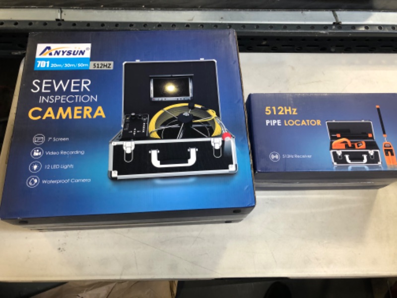 Photo 6 of (WAS TESTED BUT DID NOT TURN ON)Sewer Camera with Locator, Anysun 165FT with 512HZ Sonde and Receiver for Drain Plumbing Video Inspection 7'' LCD HD Screen Waterproof IP68 Cameras with 12pcs LED Light(8GB SD Card-DVR Record) 165FT with 512HZ Locator Set