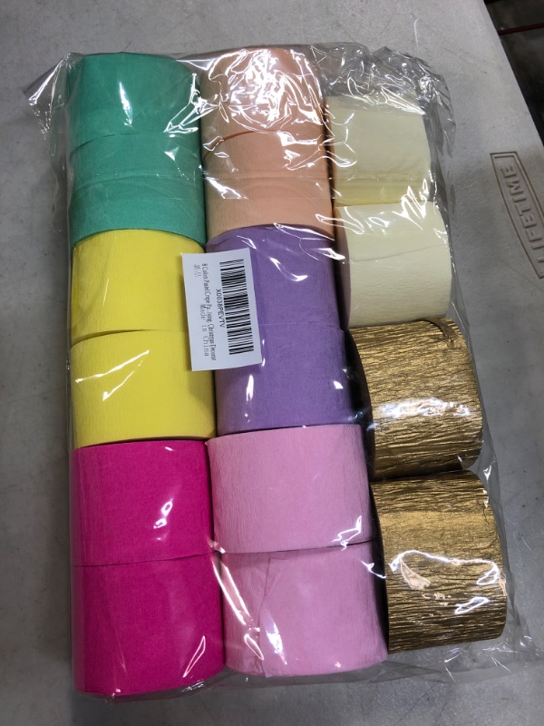 Photo 2 of 16 Rolls Crepe Paper Streamers, 8 Colors Pastel Streamers Party Supplies for Birthday Party Baby Shower Wedding Ceremony Various Large Festivals Decoration 16PCS-Pastel