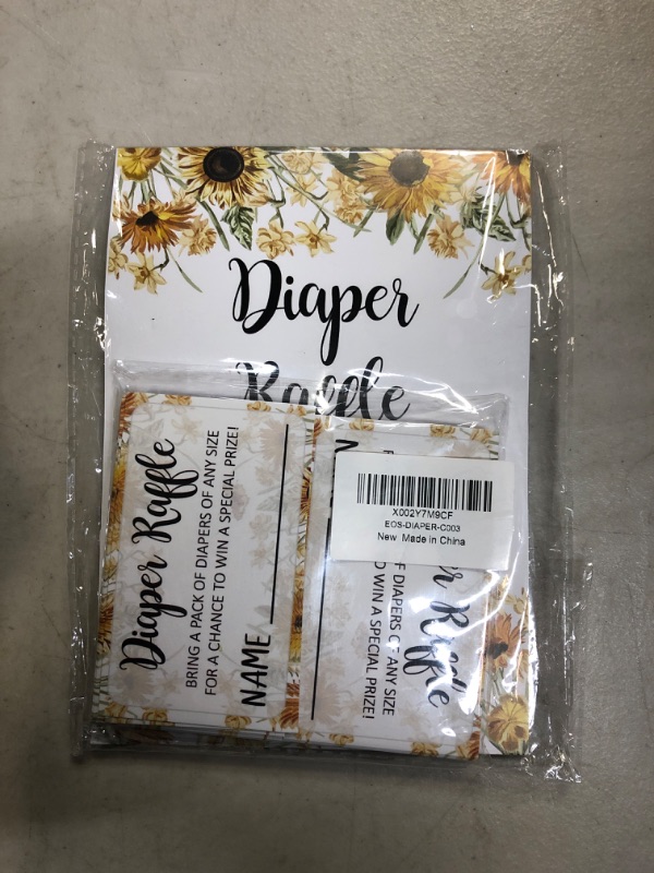 Photo 2 of Diaper Raffle Tickets and Sign Baby Shower Games, Decorations, Party Favors For Baby Showers – 1 Sign, 50 Cards per Pack(DIAPER-C003)