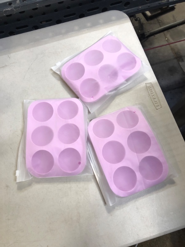 Photo 2 of 2PCS 6-Cavity Semi Sphere Silicone Mold, Baking Mold for Making Hot Chocolate Bomb, Cake, Jelly, Dome Mousse Purple 3PACK