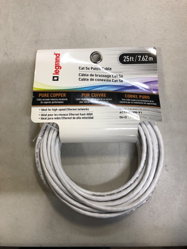 Photo 1 of On-Q 25 ft Cat 5e Patch Cable, White