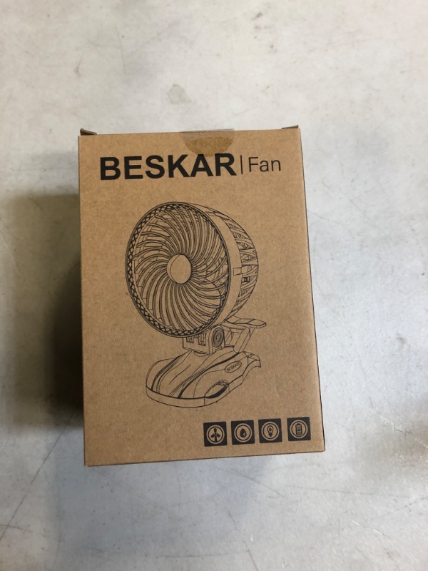 Photo 2 of BESKAR 6 inch Clip on Fan - 5000mAh Battery Rechargeable with CVT Speeds and Strong Airflow, Head Adjustable, Small Desk Fan Personal Quiet Fan for Office Stroller Outdoor  -- FACTORY SEALED --
