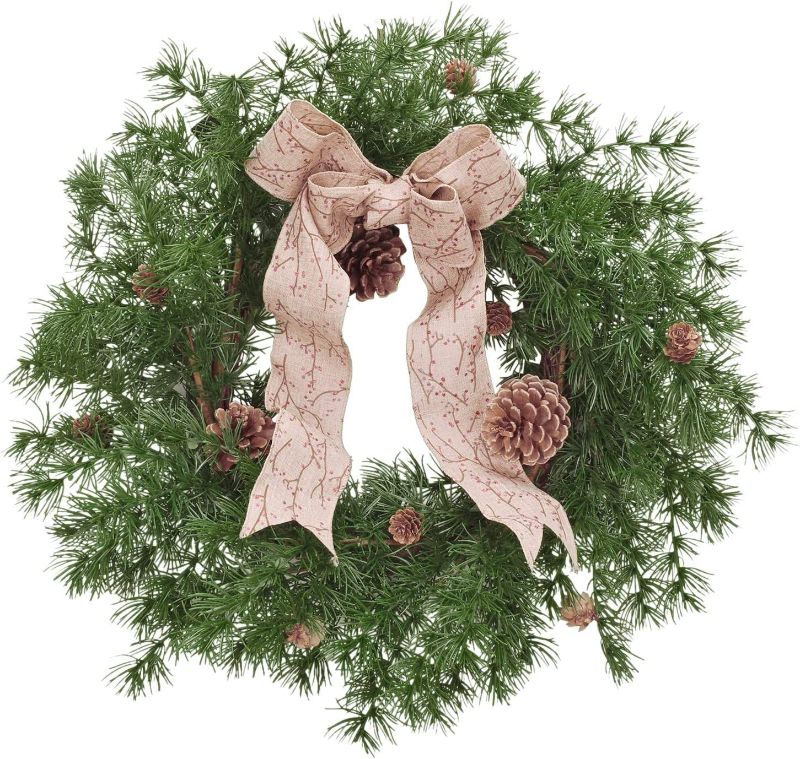 Photo 1 of  Wreaths for Front Door, 22 Inch Artificial Rustic Pine Wreath for Farmhouse Indoor Outdoor Windows Wall Decor, Winter  Decorations Ornament

