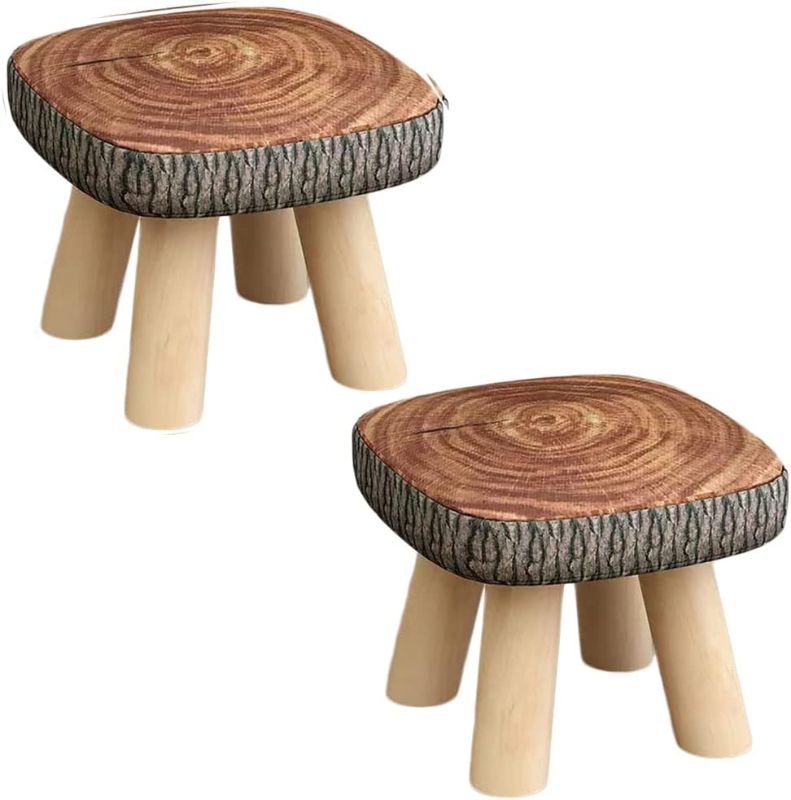 Photo 1 of 2Pcs Solid Wood Stool Home Square Low Stool Cute Children's Sofa Stool Chair Fashion Cartoon Creative Small Stool for Kids and Adult, Changing Stool Solid Wood Coffee Stool, Bear 330lb (Tree Stump)
