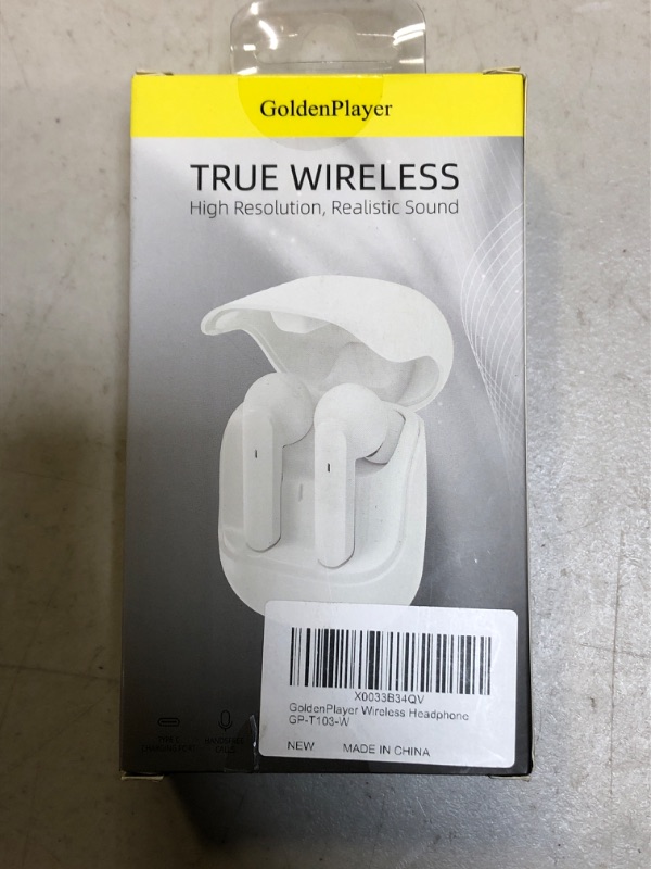 Photo 1 of GoldenPlayer True Wireless Earbuds, Bluetooth Headphones with Wireless Charging Case, Wireless in-Ear Headphones with Microphone, Touch Control, Stereo Sound Earphones for Sports White
NEW - SEALED
