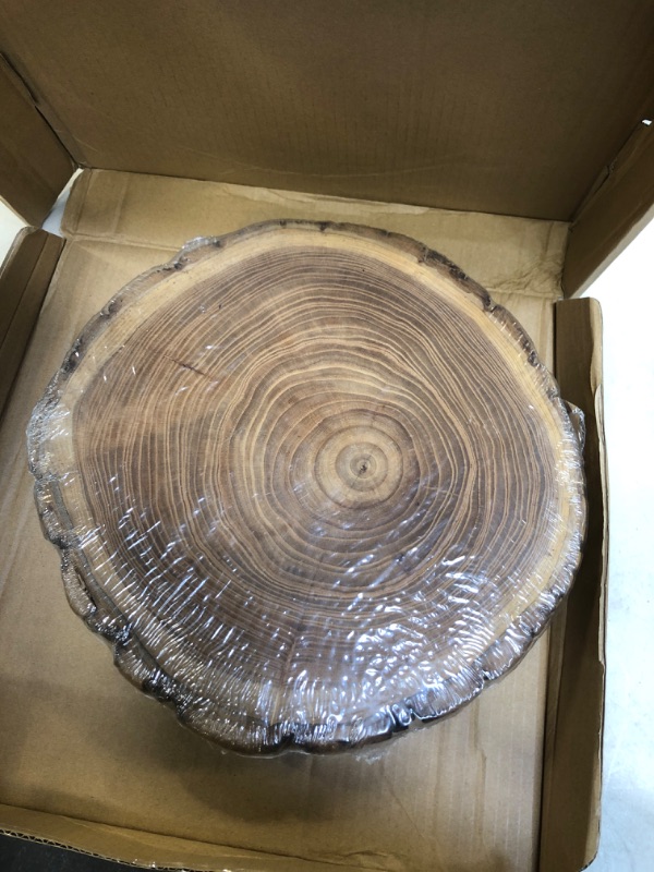 Photo 3 of 11inches-14Inches Dia x2Inches Thick Wooden bark Cake Stand Rustic and Round for Wedding Centerpiece,Cupcake Stand,Country and Natural Decor