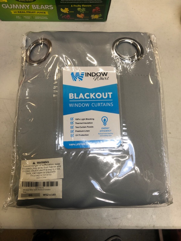 Photo 2 of 100% Blackout Window Curtains: Room Darkening Thermal Window Treatment with Light Blocking Black Liner for Bedroom, Nursery and Day Sleep - 2 Pack of Drapes, Glacier Gray (63” Drop x 52” Wide Each) Glacier Gray W52 x L63