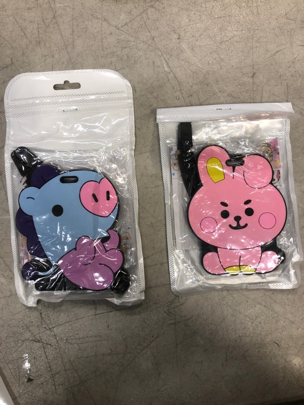 Photo 3 of [2 COUNT] Cartoon Luggage Tags Gift Set Travel Luggage Tags for Baggage Bags/Suitcases Identification Labels ID Tag with 2 Belt Strap 40 PCS Waterproof Luggage Bag Stickers ZY-MANG & ZY-COOKY