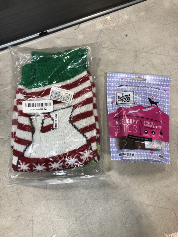 Photo 3 of 2 ITEM-  Pet Sweater Xmas Gift for Dogs Cats X-Large &  Pack of 1 Salmon + Chicken 4 Ounce (Pack of 1)