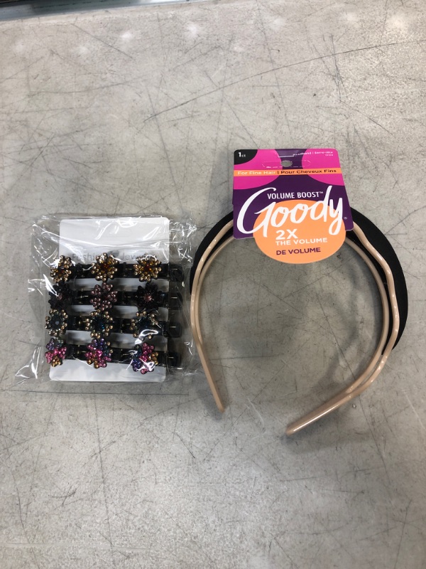 Photo 1 of 2 ITEM- HAIR ACCESSORIES BUNDLE. GOODY Volume Boost Headband for Fine Hair - 1 Count, Blonde - Ouchless Pain-Free Hair Accessories for Women, Men, Boys, & Girls - Perfect for Long Lasting Braids, Ponytails & 4 SUNFLOWER HAIRCLIPS