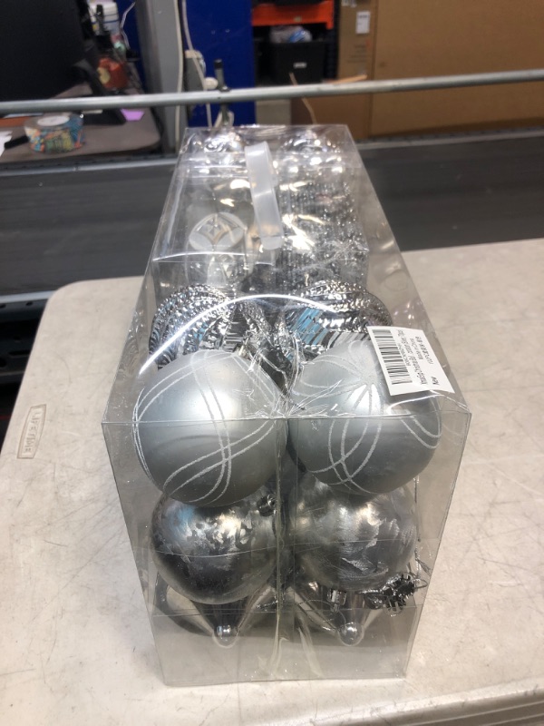 Photo 3 of 70-Pcs Silver Christmas Ball Ornaments Assorted Shatterproof Christmas Ball Set with Reusable Hand-held Gift Package for Xmas Tree Decoration