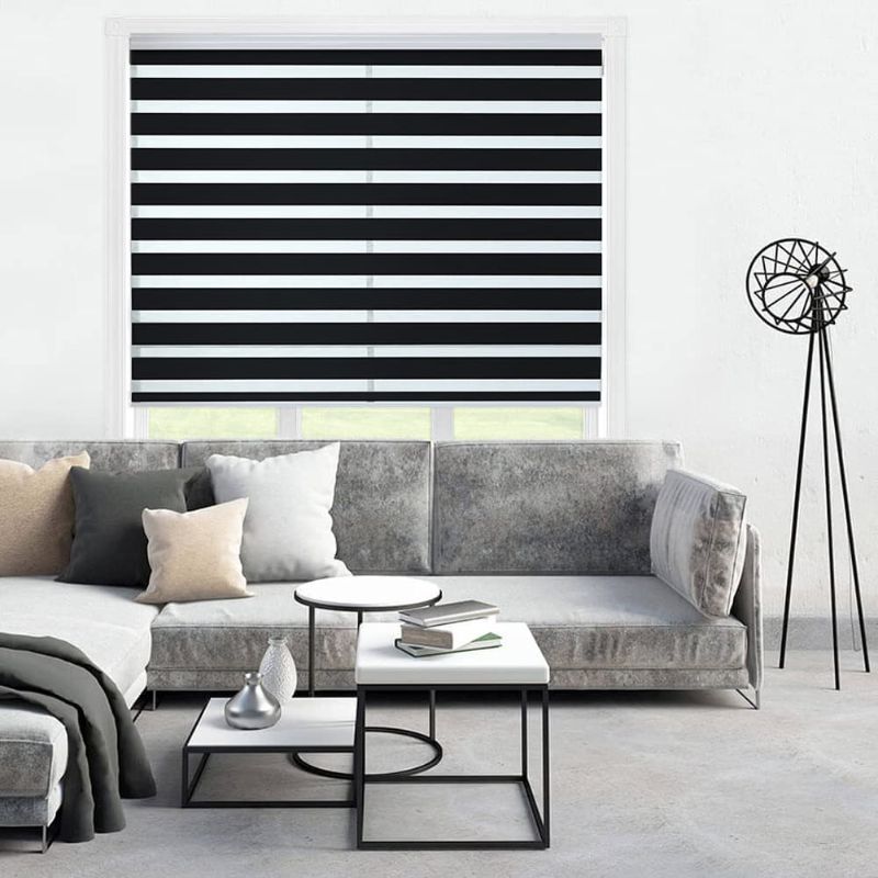 Photo 1 of ALLBRIGHT Zebra Blinds for Day and Night,Dual Layer Zebra Roller Shades,Light Filtering Room Darkening Sheer,Textured Roll Up Blinds,Easy to Install,Light Control,Black, 34" X 72"
