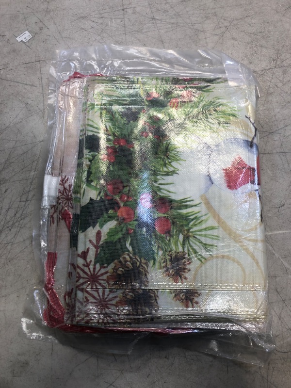 Photo 3 of Christmas Drawstring Gift Bag Xmas Snowman Wrapping Bags Non Woven Fabrics Christmas Treat Bags Cloth Gift Bags with Drawstring for Christmas Gifts Presents Holiday Party (12 Pcs) ** FACTORY SEALED 