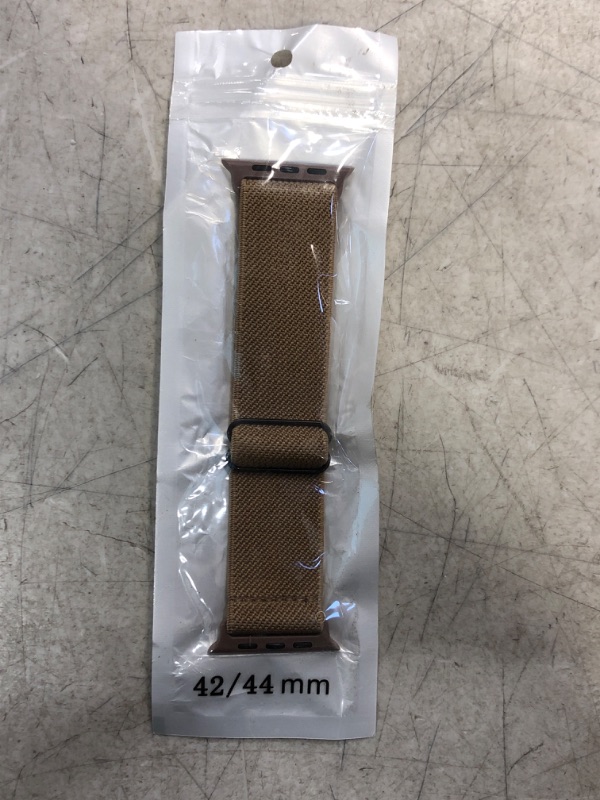 Photo 2 of FRDERN Elastic Watch Band Compatible with Apple Watch 38mm 40mm 41mm 42mm 44mm 45mm, Adjustable Soft Nylon Stretch Replacement Strap for iWatch Series 7/6/5/4/3/2/1 SE Women Men Braided- Brown 42mm 44mm 45mm