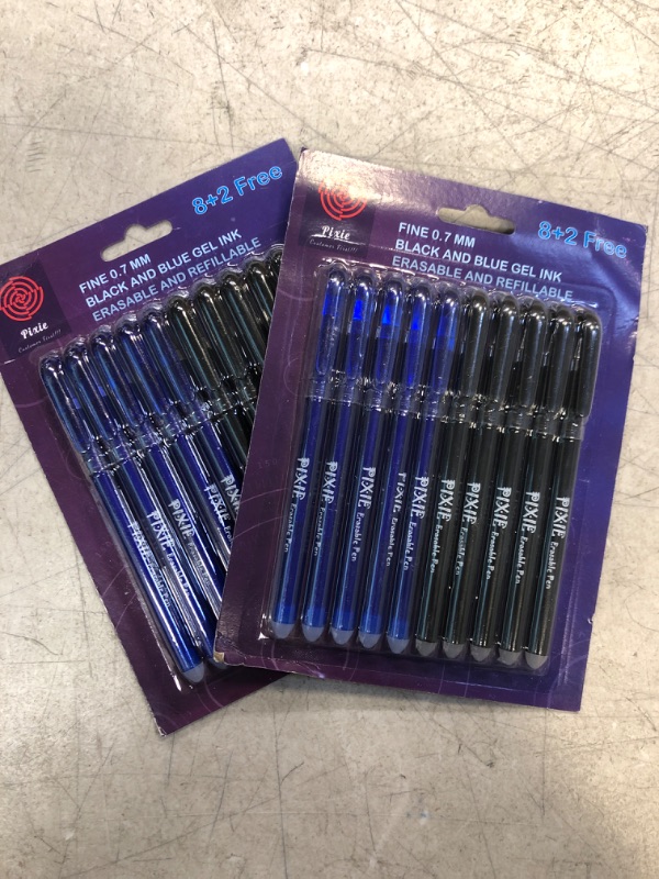 Photo 2 of [ TWO PACK] Erasable Gel Ink Blue/Black ballpoint Pen - PIXIE - GOLD Class - Classic - 10 Pens - 