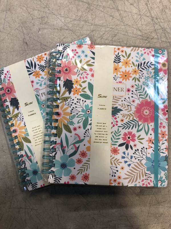 Photo 2 of [ TWO ] Undated -Weekly Planner Journal Notebooks 8.1"x9.8" 224 Pages (81.6lbs/120gsm), To-Do List Planning Notepads/Wire Ruled Appointment Books, 1 Year – Hardcover (Bright Floral)