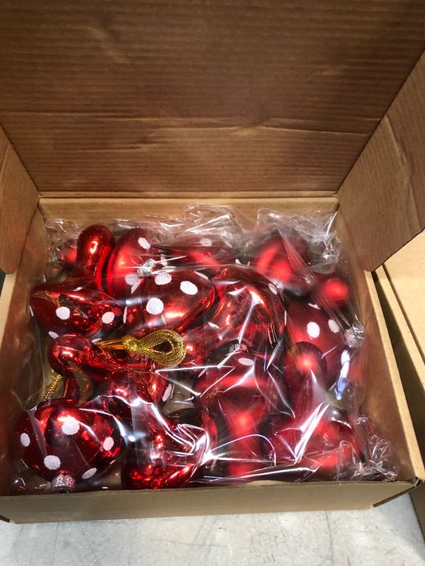 Photo 1 of 12 Pieces Plastic Mushroom Christmas Hanging Ornaments, Red and White Mushroom Decorations, Red and White Polka Dot Mushroom Ornaments, Christmas Tree Decorations, Hanging Ornaments, Glossy and Matte