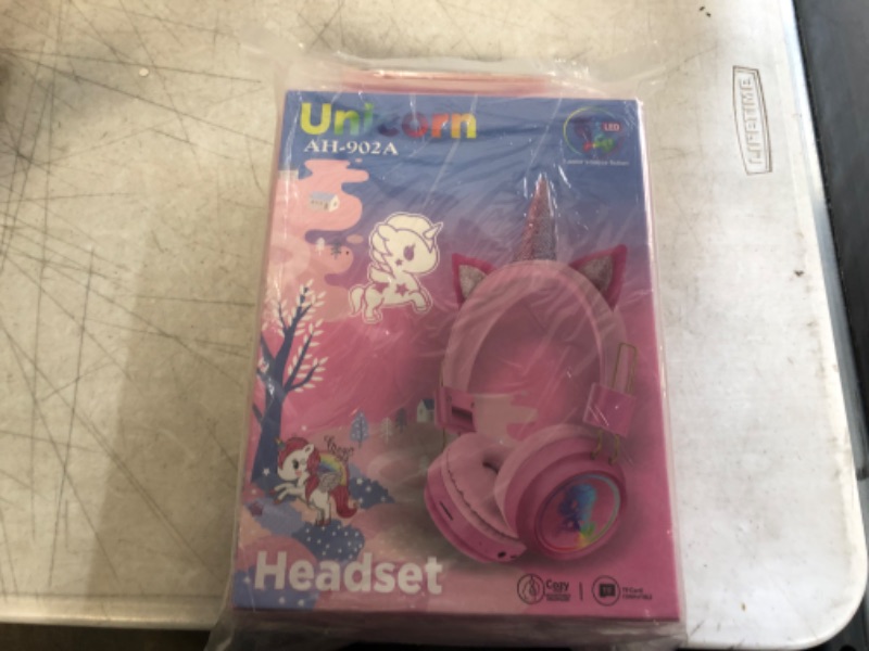 Photo 3 of Kids Headphones, Unicorn Wireless Bluetooth Headphones with Microphone for Kids Girls Children, Kids Over On Ear Headset with Adjustable Headband for School, Online Study, Tablet, Birthday Gift