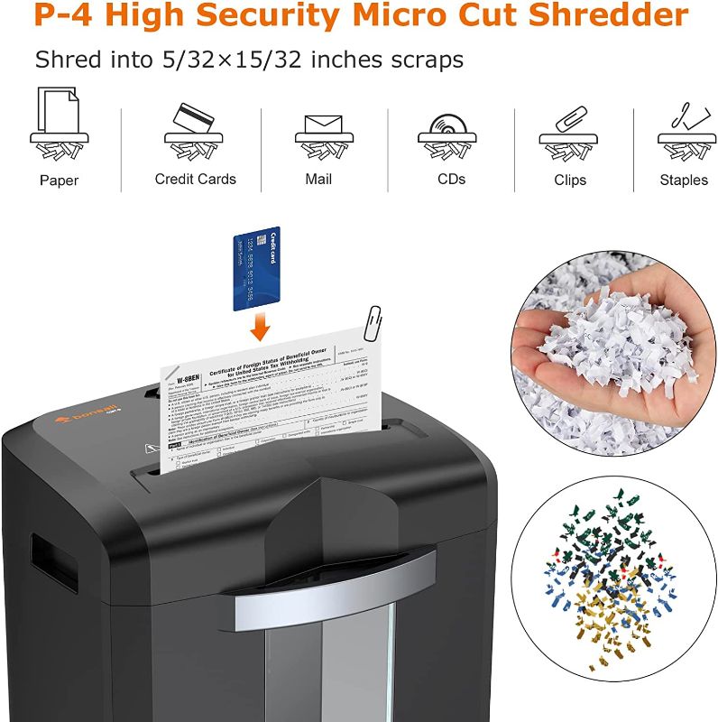 Photo 3 of Bonsaii Home Office Paper Shredder, 12-Sheet 40-Minute High Security Micro Cut Shredder for CD/Card/Staple/Clip, Anti-Jam Quiet Heavy Duty Shredder with 5.5 Gal Big Pullout Bin, C267-B