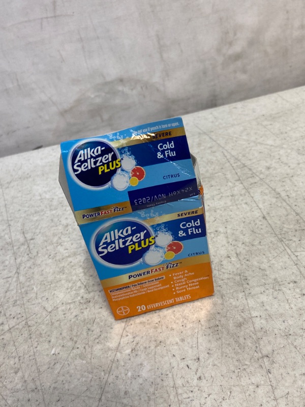 Photo 5 of 2PC LOT, ALKA-SELTZER PLUS Severe Non-Drowsy Cold & Flu PowerFast Fizz Citrus Effervescent Tablets 20 Count (Pack of 1) / ONLY PACKAGE DAMAGE, PRODUCT INSIDE IS STILL SEALED. EXPIRES NOV 2023 / Actually Folic Acid 800mcg Tablets, 100ct - Heart Health for 
